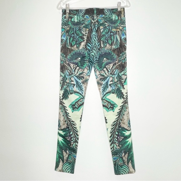 Roberto Cavalli Printed Jeans Green/Brown Size 40IT or 4US - Picture 4 of 9